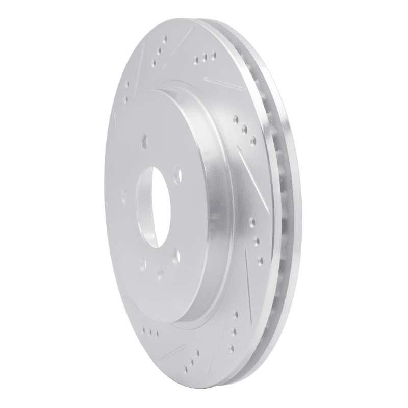 Cadillac CTS Brake Rotor (1) - Rear Left - R1 Concepts - Drilled & Slotted - Silver - `05-`11